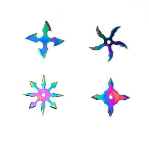 Rainbow Silver Throwing Star Set (4 Piece Set) - Violent Art Shop