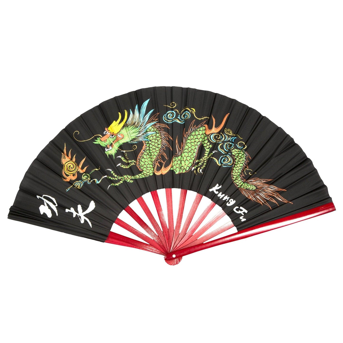Bamboo Dragon Fighting Fan 13" - Violent Art Shop