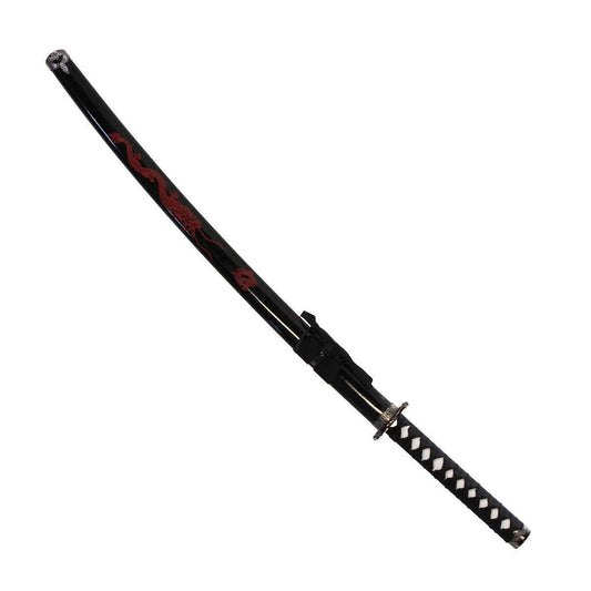 Black Sword w/ Red Dragon Samurai Sword 40" - Violent Art Shop