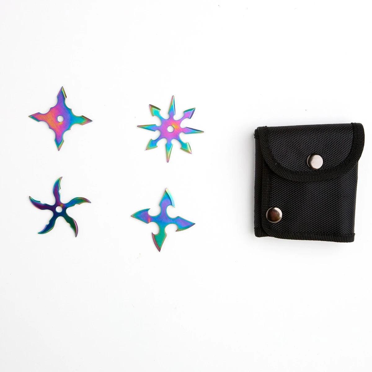 Rainbow Silver Throwing Star Set (4 Piece Set) - Violent Art Shop