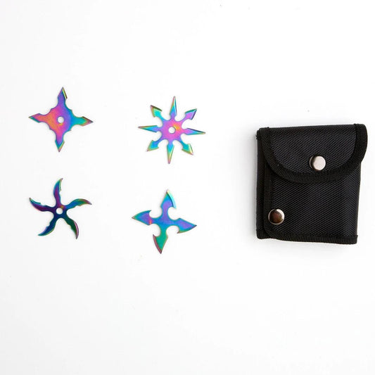 Rainbow Silver Throwing Star Set (4 Piece Set) - Violent Art Shop