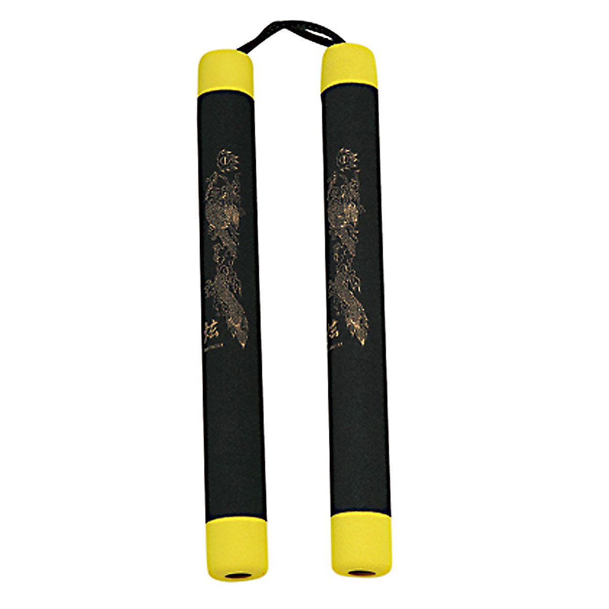 Black Rubber Nunchaku With Yellow Tips - Violent Art Shop