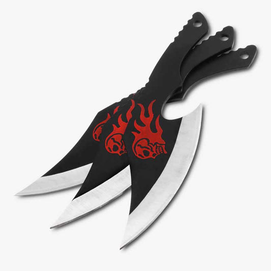 Flaming Skull Throwing Axe Set