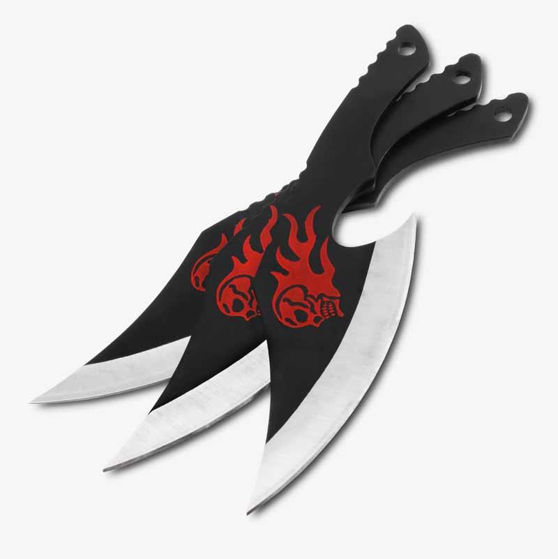 Flaming Skull Throwing Axe Set