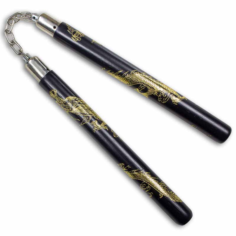 Gold Dragon Rattan Nunchaku
