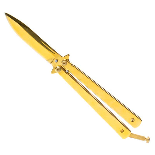 Gold Finish Butterfly Knife - Violent Art Shop