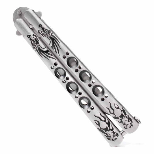 Silver Dragon Butterfly Knife