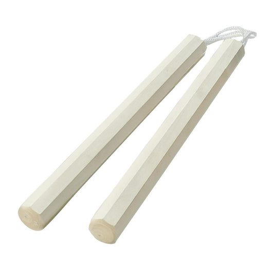 White Wax Wood Octagon Corded Nunchaku - Violent Art Shop