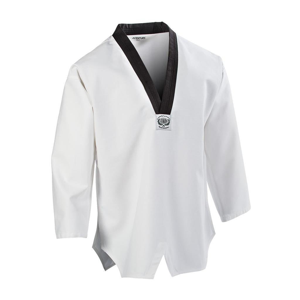 7 oz. Middleweight TKD Student Uniform - White / Black - Violent Art Shop
