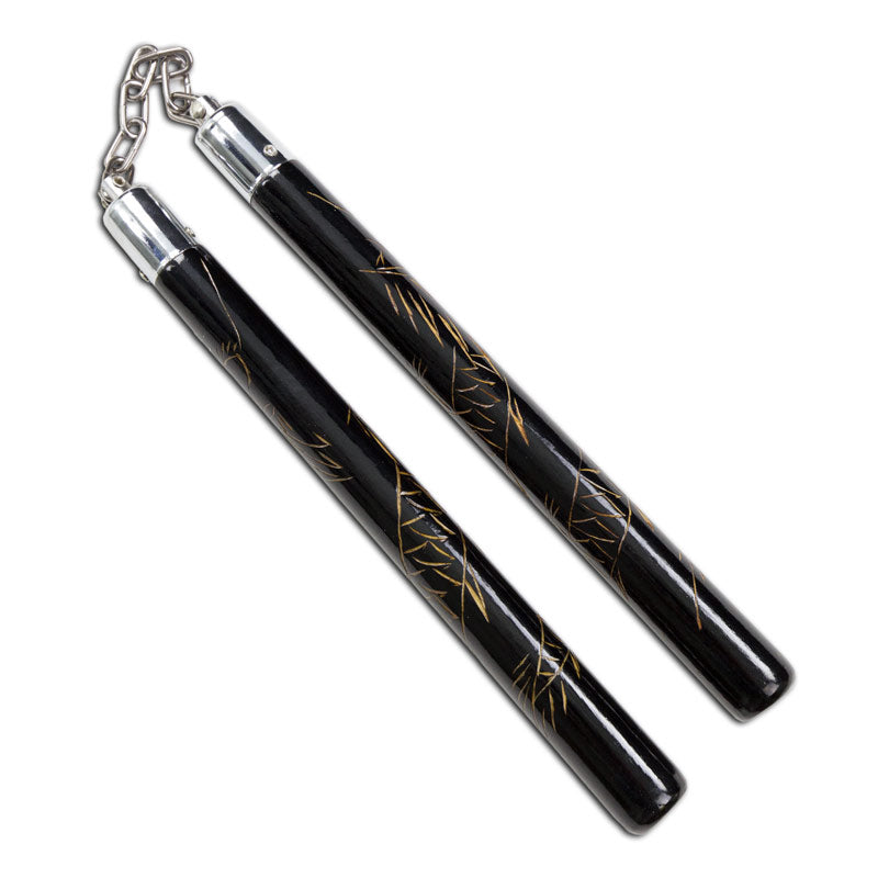 Black Carved Dragon Nunchaku