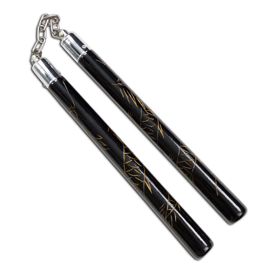 Black Carved Dragon Nunchaku
