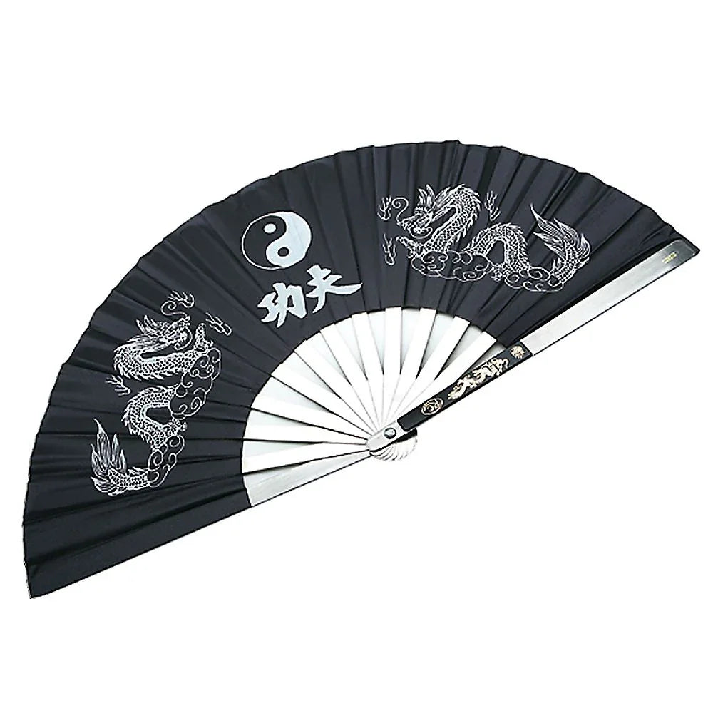 Black Kung Fu Steel Fan - Violent Art Shop