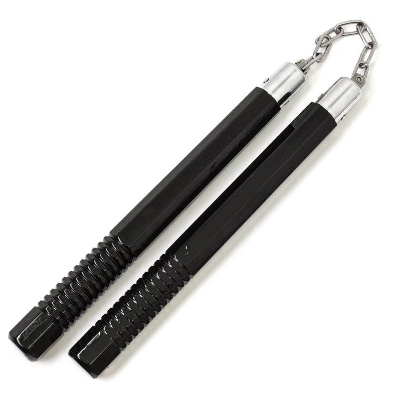 Black Octagon Nunchucks with Grip