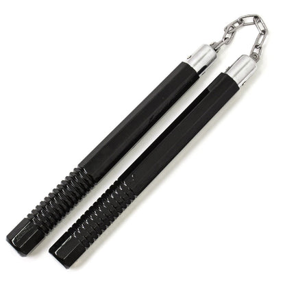 Black Octagon Nunchucks with Grip