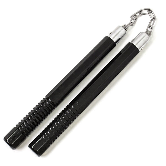 Black Octagon Nunchucks with Grip
