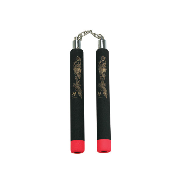 Black Rubber Nunchaku W/ Red Tips