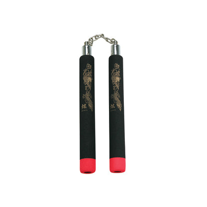 Black Rubber Nunchaku W/ Red Tips