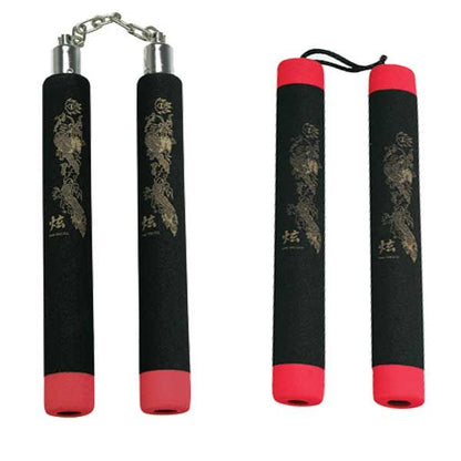 Black Rubber Nunchaku W/ Red Tips - Violent Art Shop