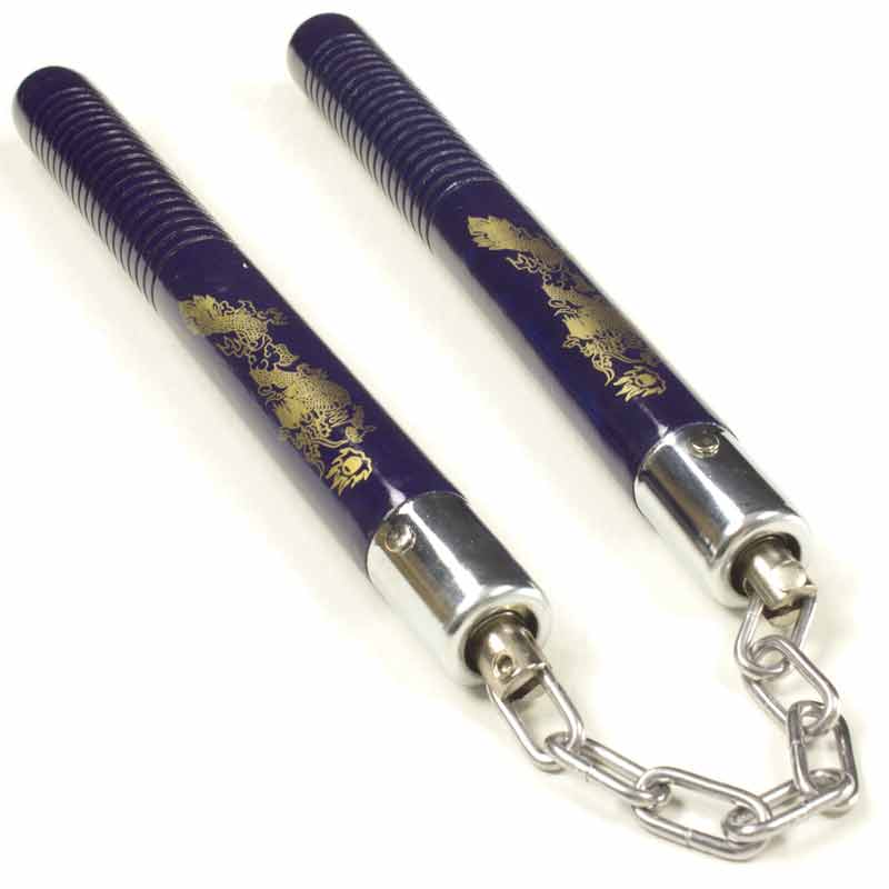 Blue Dragon Nunchaku with Grip