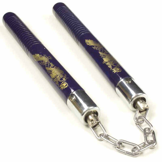 Blue Dragon Nunchaku with Grip