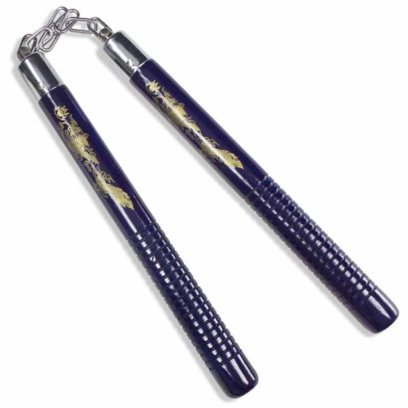 Blue Dragon Nunchaku with Grip