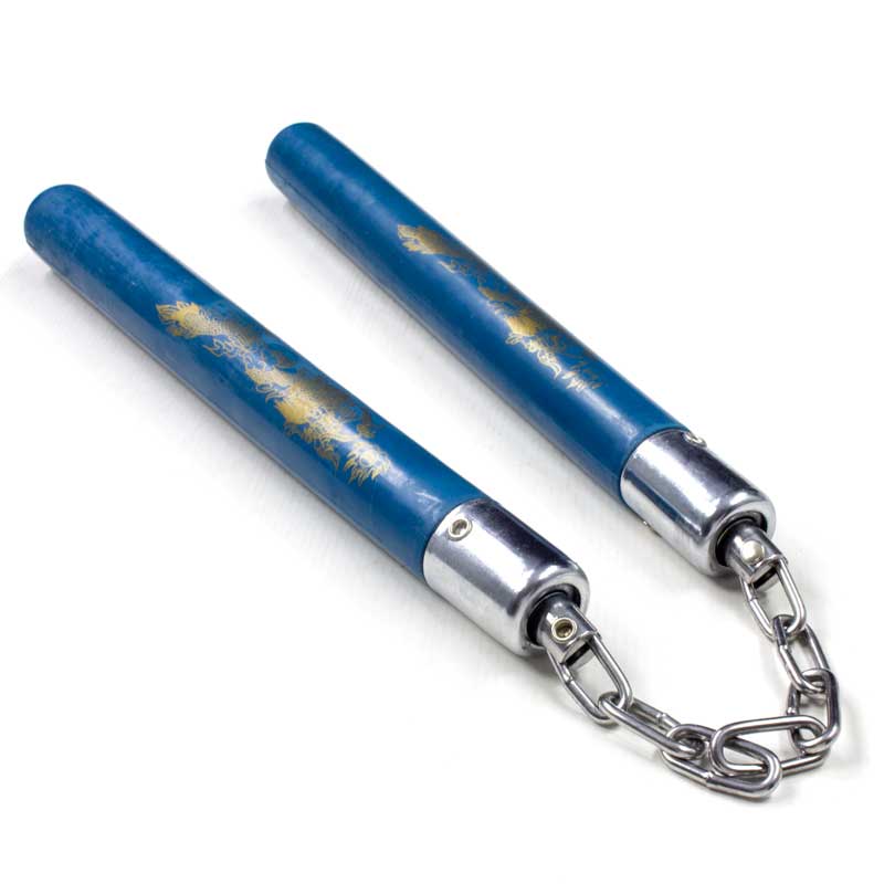 Blue Hard Rubber Nunchaku