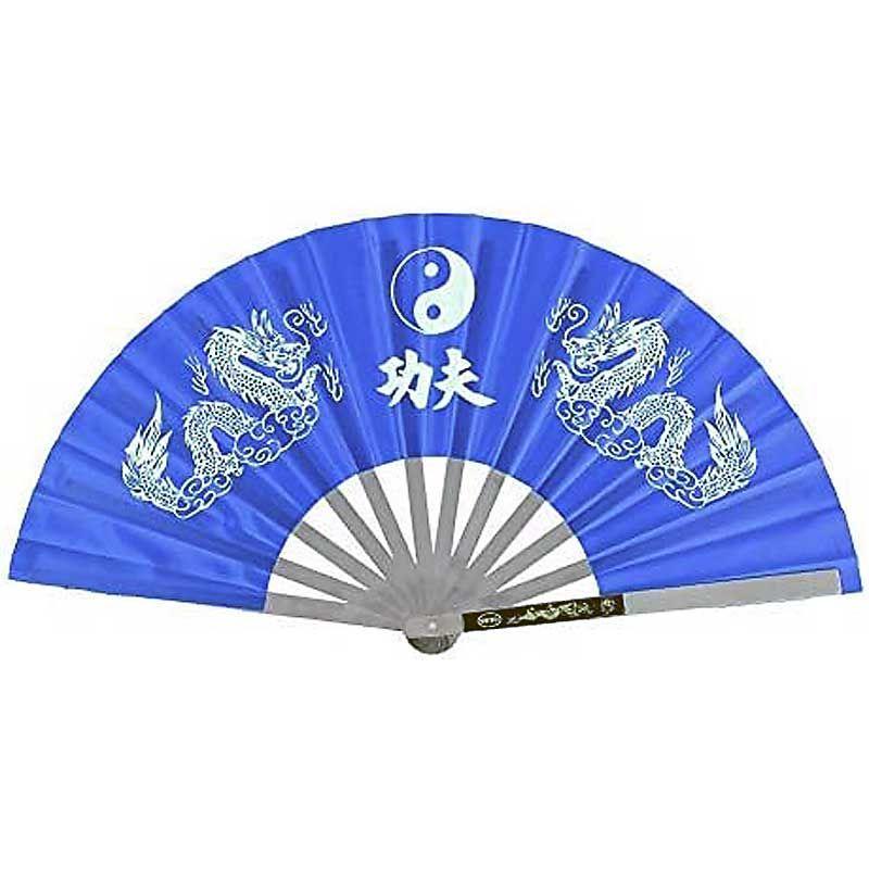 Blue Kung Fu Steel Fan - Violent Art Shop