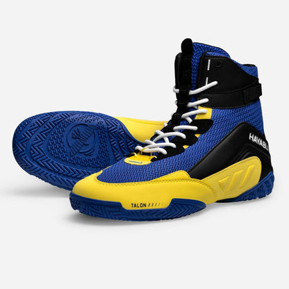 Hayabusa Talon Boxing Shoes - Blue / Yellow - Violent Art Shop