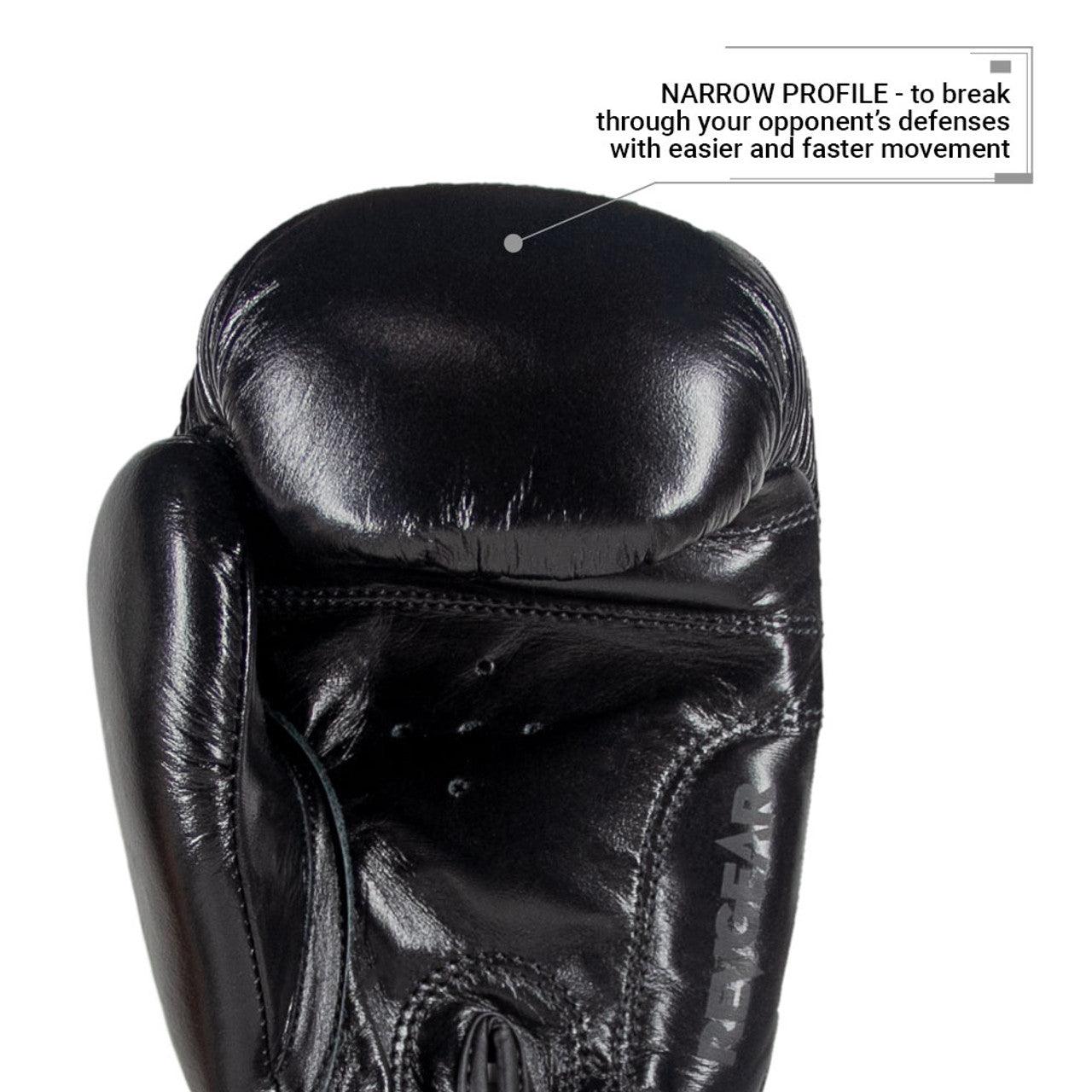 Elite Leather Boxing Gloves - Black / Black - Violent Art Shop