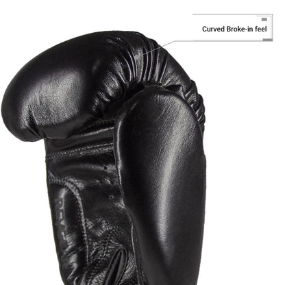 Elite Leather Boxing Gloves - Black / Black - Violent Art Shop