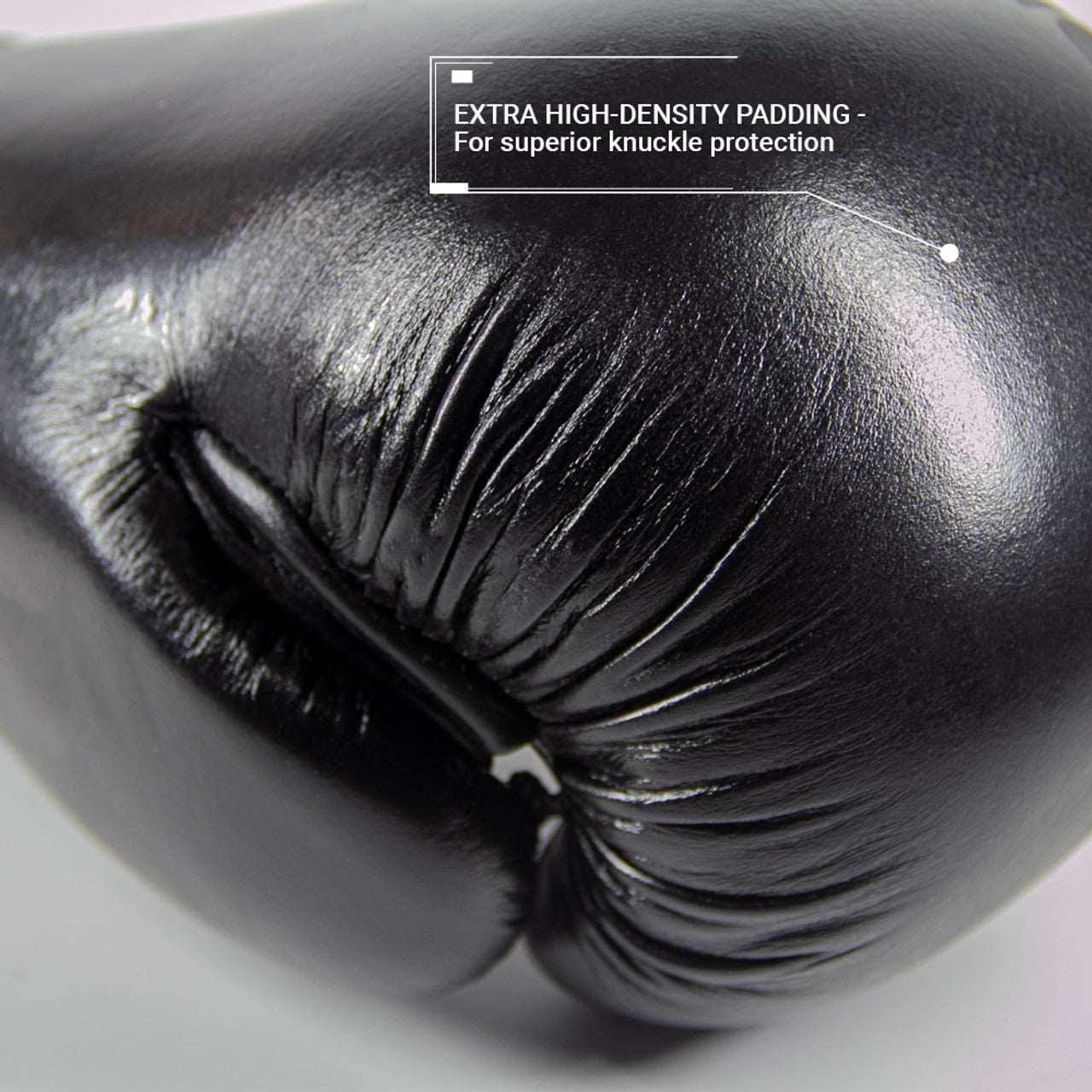 Elite Leather Boxing Gloves - Black / Black - Violent Art Shop