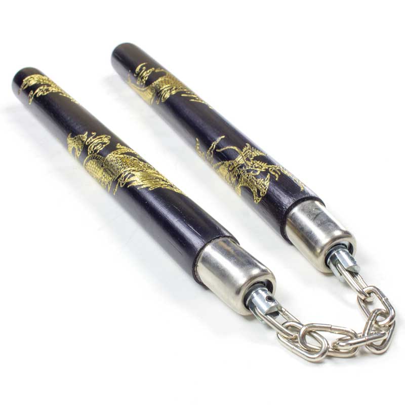 Gold Dragon Rattan Nunchaku