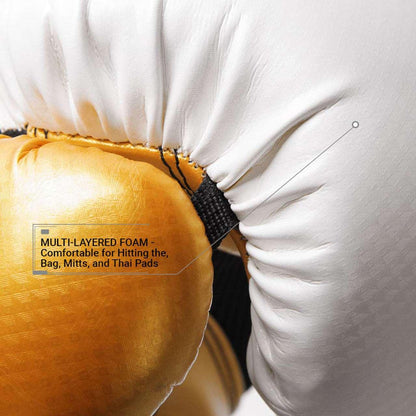 Pinnacle P4 Boxing Gloves - White / Gold - Violent Art Shop