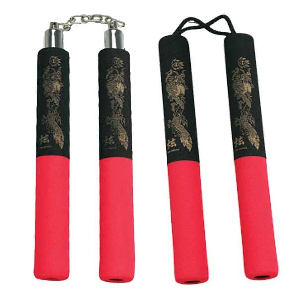 Red & Black Rubber Foam Nunchaku - Violent Art Shop