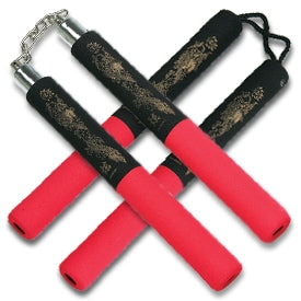 Red & Black Rubber Foam Nunchaku