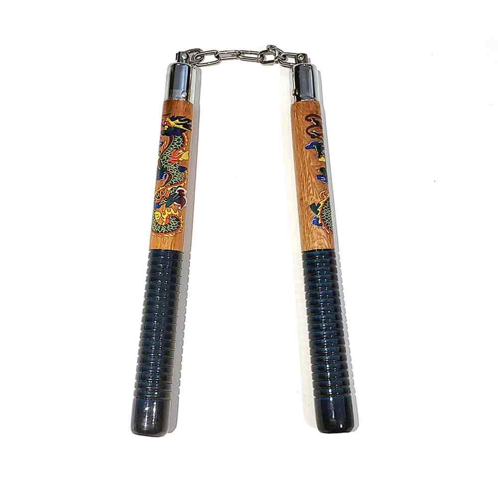 Wooden Nunchaku Dragon Handle - Violent Art Shop