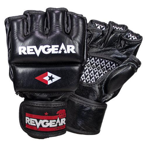 Pro Series Deluxe Pro Leather MMA Gel Sparring Gloves - Black - Violent Art Shop