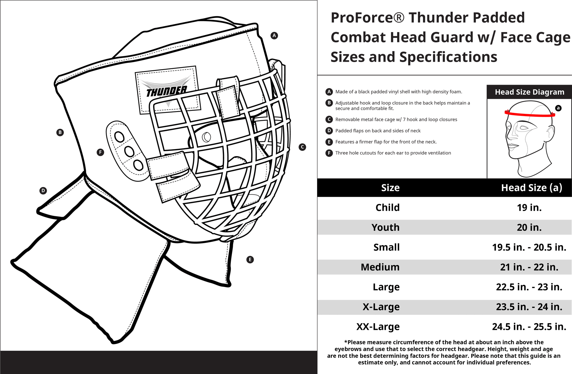 ProForce Thunder Padded Combat Headgear w/ Face Cage - Violent Art Shop