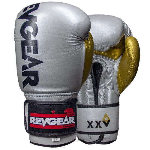 Sentinel S3 Pro Leather Gel Padded Sparring Boxing Gloves - LIMITED EDITION 25 Year Anniversary - Silver / Gold - Violent Art Shop
