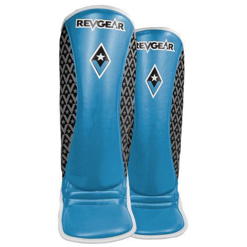 Superlite Light Weight Leather Shin Guards for Martial Arts and MMA - Blue - Violent Art Shop