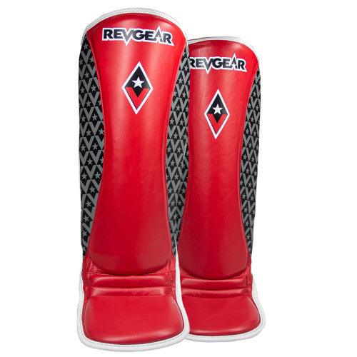 Superlite Light Weight Leather Shin Guards for Martial Arts and MMA - Red - Violent Art Shop